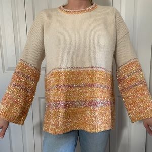 These Three Boutique - Oversized Cream & Multicolor Sweater (S/M)